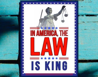 In America Law Is King Print: Patriotic Poster, Don't Tread On Me (Digital Download)