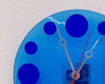 POP Clock in Light and Dark Blue Acrylic, 10" Modern Clock (Non-Florescent)