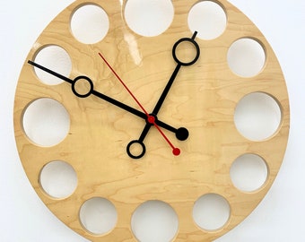 POP Clock in Maple, 18" Modern Wall Clock
