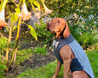 Natural woll ;knitted dog sweater; Warm jumper for a dog;  Dog clothes; costume for large dog; large dog sweater;sweater for vizsla