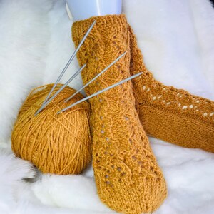 Handmade socks, warm socks, 100 % wool  yellow, women socks; winter socks; knitted wool socks; gift Her