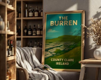 The Burren Vintage Travel Poster – County Clare Ireland Print - Digital Download