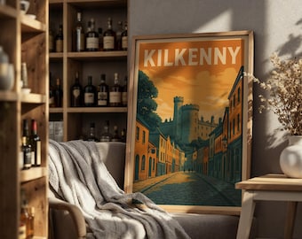 Affiche de voyage vintage Kilkenny Irlande - impression téléchargement numérique