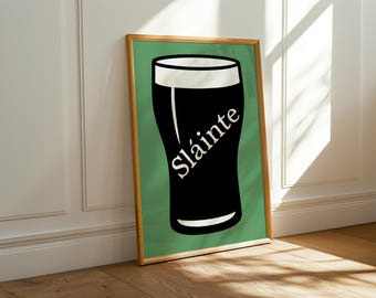 Irish Sláinte Pint Poster – Digital Download | Irish Pub Decor | Guinness-Inspired Wall Art |