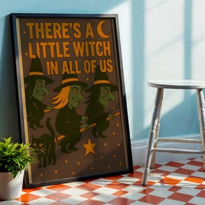 Vintage Comic Witch Art Print: Retro Halloween Poster (Digital Download)