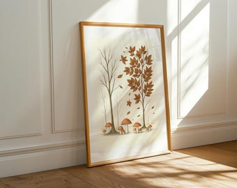 Woodland Forest Print, Wall Illustration Poster (Digital Download)