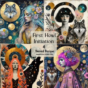 Eerste huilinitiatie | Divine Feminine & Wolf Spirit Animal ~ Rebel Series | Art Kit met gewaagde geest | Collage Gemengde techniek | Digitale download