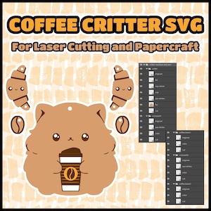 Kaffee Critter SVG-Datei für Lasercut, Papercraft, Cricut-Projekte & DIY-Handwerk