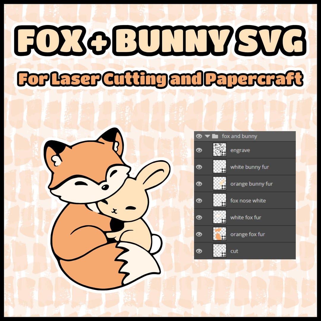 Fox And Rabbit Templete Fox and Bunny SVG Vector File for Laser Cutting, Papercraft, Cricut ...