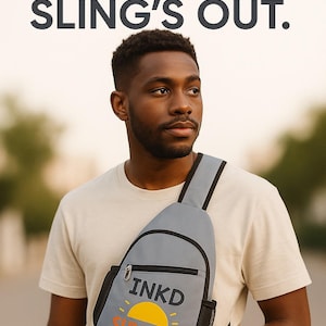 INKD Summer Sling Bag  Trendy Crossbody Backpack with Graffiti Logo, Lightweight Urban Streetwear Bag for Festivals, Travel & Everyday Style