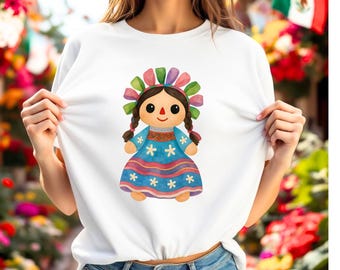 Aquarell mexikanische Lele-Puppe PNG: Unabhängigkeitstag Clipart (digitaler Download)
