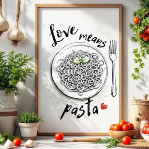Pasta Lover&#39;s Digital PNG file  - Kitchen Wall Decor Print, Digital Pasta - Instant Download PNG, Kitchen Wall Art for Pasta Lovers