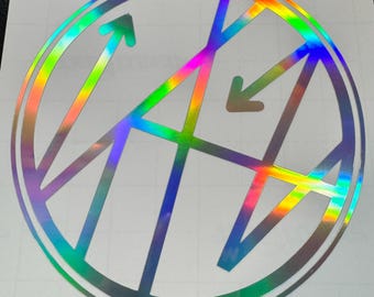 SKZ Circle Logo Silver/Rainbow Holographic Car Decal - 6 in