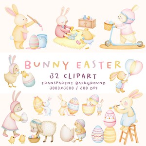 Easter Bunny Clipart - Spring Animal Clip Art for Kids Crafts, Scrapbooking & Stickers