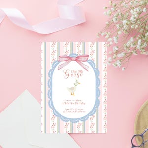 Modelo de convite de aniversário &quot;One Silly Goose&quot; no Canva