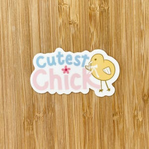 Sticker poussin le plus mignon avec un adorable animal de la ferme, sticker vinyle résistant aux intempéries pour ordinateurs portables, bouteilles d'eau, cahiers et journaux intimes