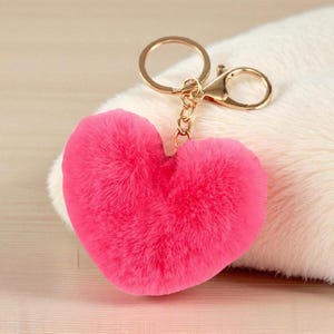 Flauschiges Herz Schlüsselanhänger - Süßer Love Pom Pom Taschenanhänger für Mädchen, Weicher Bommel-Schlüsselanhänger für Autoschlüssel, Geldbeutel & Geschenk-Accessoire