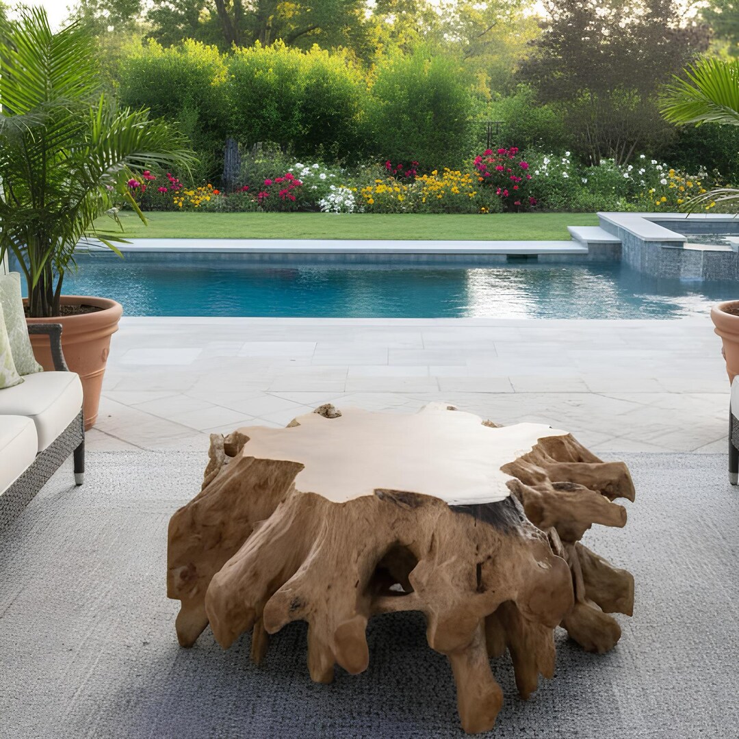 Organic Root Coffee Table – Handmade Tree Root Live Edge Solid Wood ...