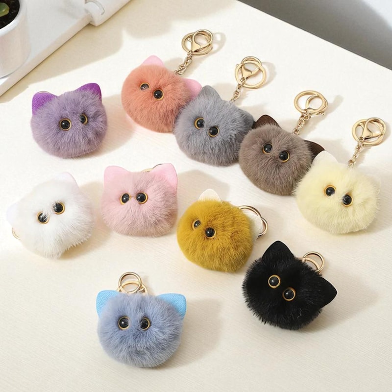 Cat Fluffy Key Rings - Etsy UK