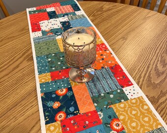 Bright Colorful Patchwork Quilted Table Runner