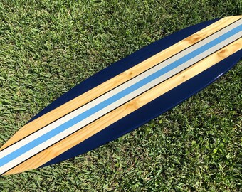 Navy Blue Rail Surfboard Wood Wall Art & Decor | Customizable | Surfboard Decor, Beach House Decor, Coastal Decor, Decorative Surfboard