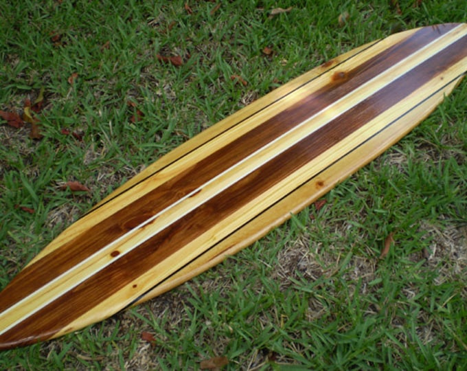 Wood Surfboard Wall Art Interior Home Decoration Featured Listing Image Vintage Pinstripe Classic Solid Wood Surfboard Art Beach Tropical Available In