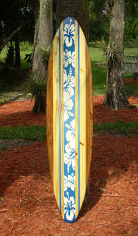 Buy Blue Tropical Classic Solid Wood Surfboard Wall Longboard Online in -