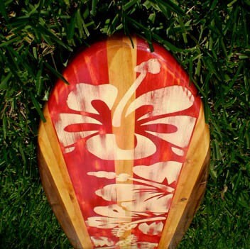 Red Vintage Distress Classic Surfboard Wall Art Solid Wood ...