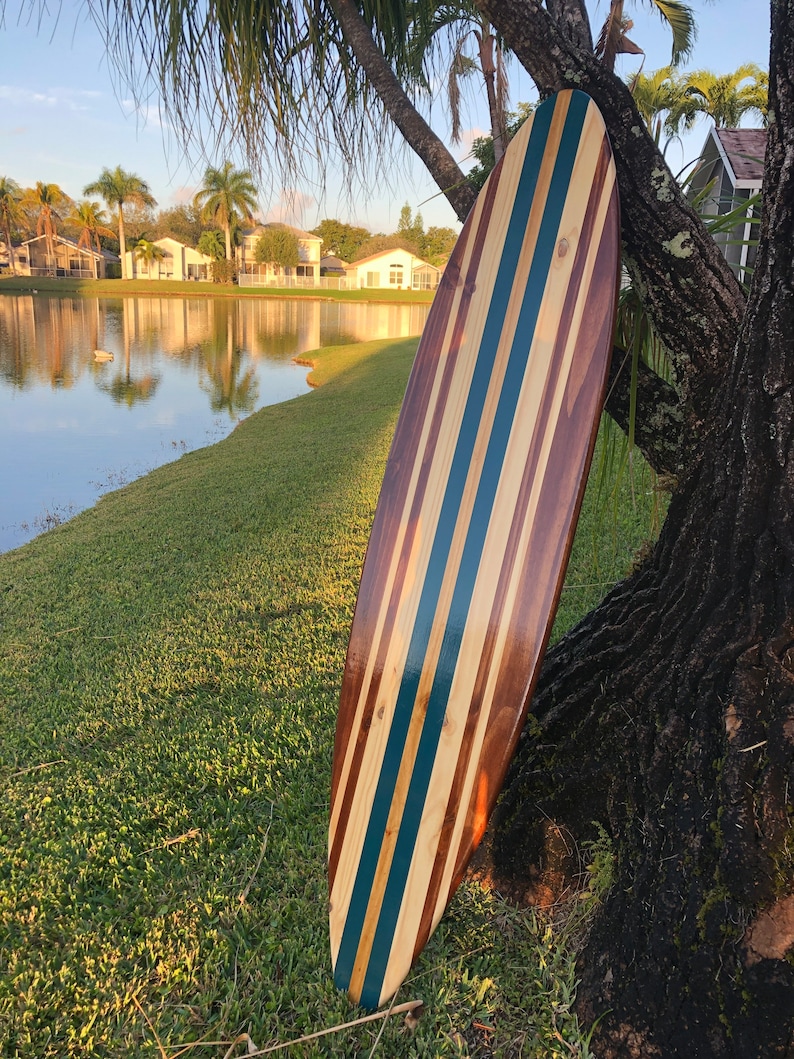 Blue Twist Vintage Surfboard Wood Wall Art & Decor | Customizable | Surfboard Decor, Beach House Decor, Coastal Decor image 4