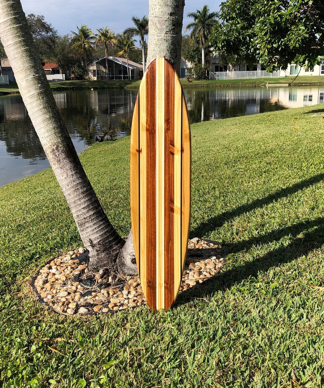 Vintage Pinstripe Surfboard Wood Wall Art & Decor Customizable