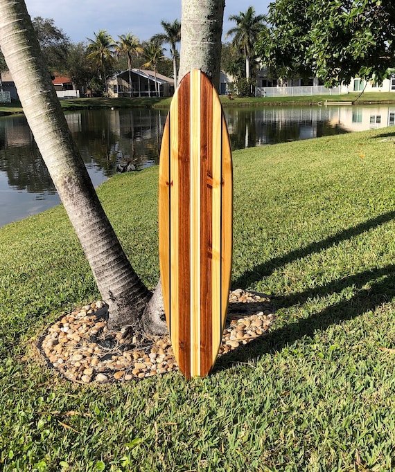 Vintage Pinstripe Surfboard Wood Wall Art & Decor | Customizable | Surfboard Decor, Beach House Decor, Coastal Decor