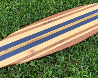 Navy Blue Twist Surfboard Wooden Decorative Surfboard Decor Wall Art | Customizable | Beach House Decor, Coastal Surfboard Artwork