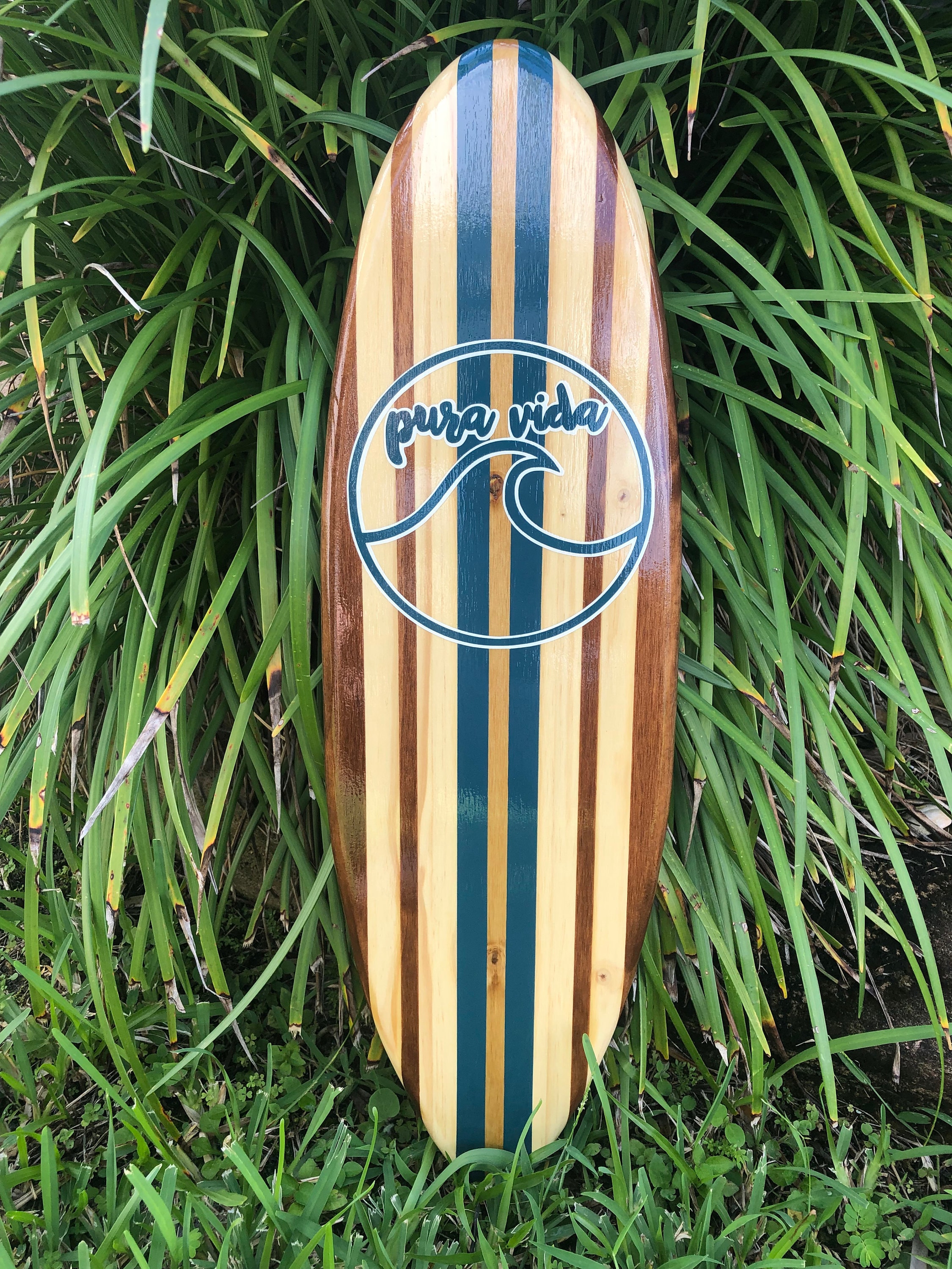 Pura Vida Twist Vintage Style Surfboard Wood Wall Art Decor