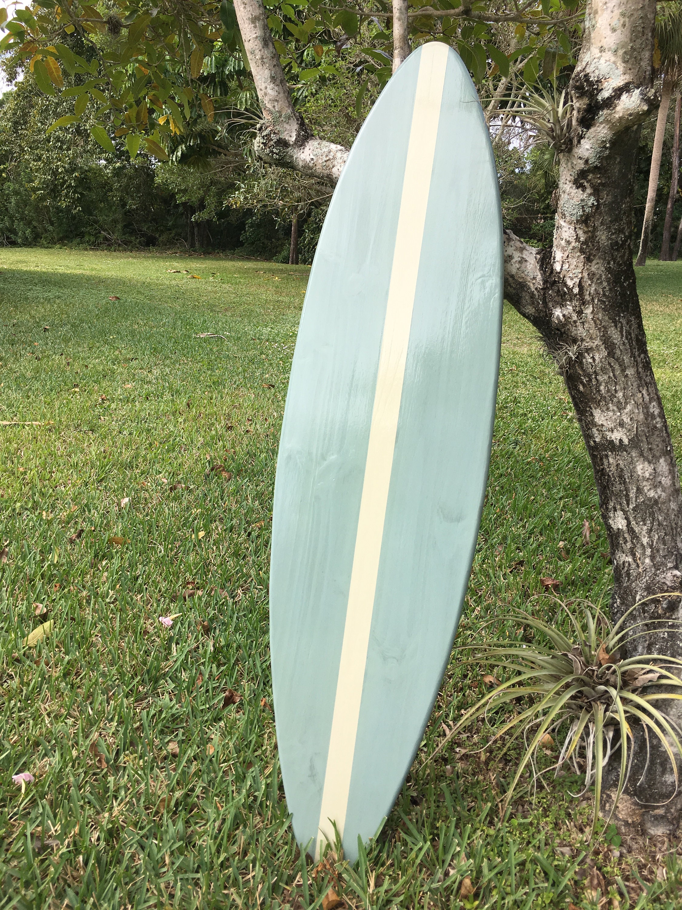 Creamy Silver Modern Style Surfboard Wood Wall Art & Decor
