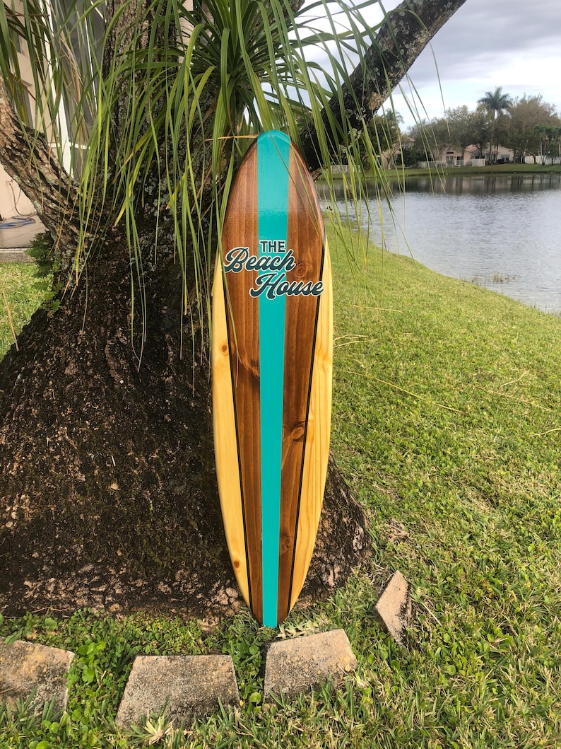 The Beach House Wooden Surfboard Sign Decoration Artwork - Etsy