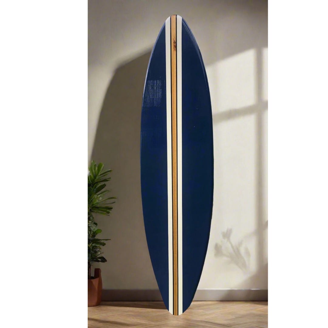 Deep Blue Wooden Surfboard Wall Art | Customizable | Coastal Decor ...