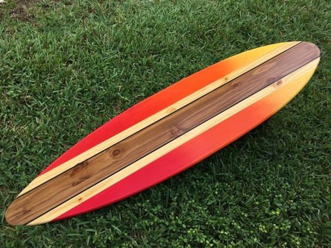 Tropical Sunset Surfboard Wood Wall Art & Decor | Customizable | Wood ...