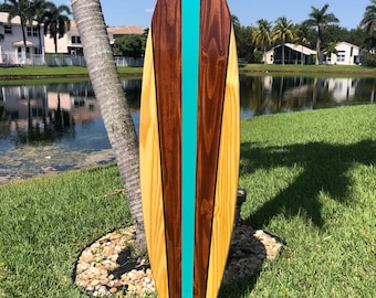Aqua Taper Classic Style Wood Surfboard Decor and Wall Art | Customizable | Beach House Decor, Coastal Decor, Decorative Surfboard
