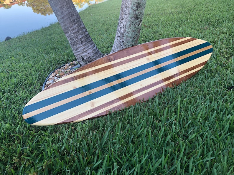 Blue Twist Vintage Surfboard Wood Wall Art & Decor | Customizable | Surfboard Decor, Beach House Decor, Coastal Decor image 3