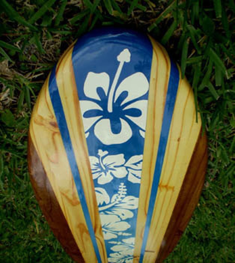 Blue Tropical Classic Solid wood Surfboard Wall Art