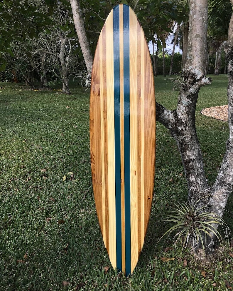 Blue Twist Vintage Surfboard Wood Wall Art & Decor | Customizable | Surfboard Decor, Beach House Decor, Coastal Decor image 2