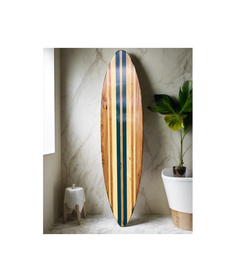 Blue Twist Vintage Surfboard Wood Wall Art & Decor | Customizable | Surfboard Decor, Beach House Decor, Coastal Decor image 1