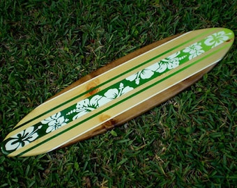Tropical Green Surfboard Wall Art & Decor | Customizable | Wood Surfboard Decor, Beach House Decor, Coastal Decor, Decorative Surfboard Art