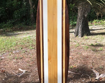 Chocolate Two Tone Wooden Surfboard Wall Art Home Decor- Customizable 4-6 foot Sizes Available- Modern Handmade Surfboard Beach House Decor