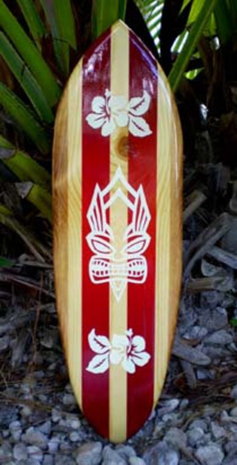 Tribal Tiki Surfboard Wood Surfboard Original Wall Art Home Etsy