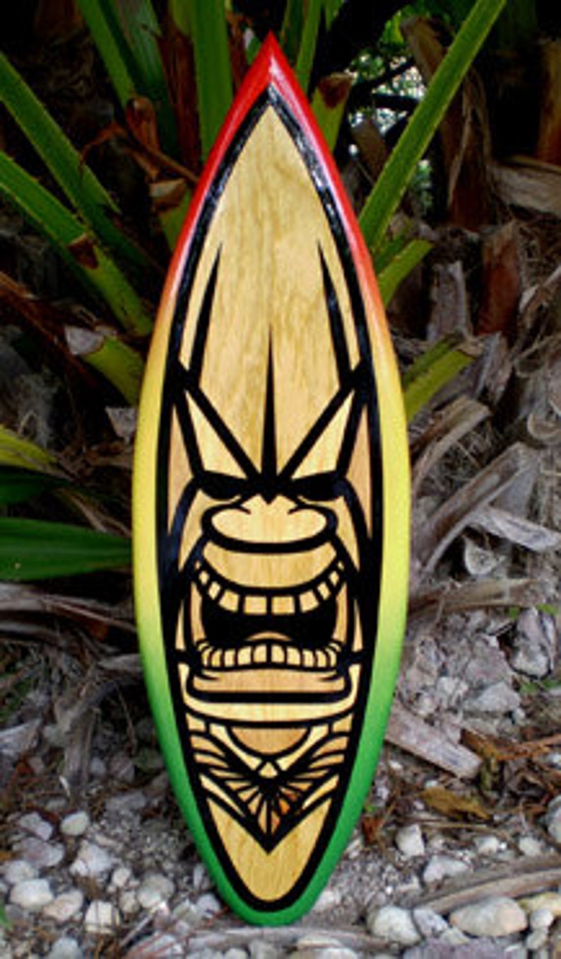 Color Tiki Surfboard Wood Surfboard Original Wall Art Home