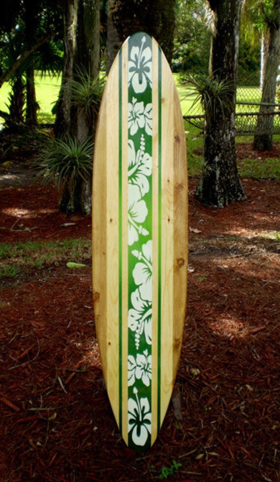 Tribal Tiki Surfboard Wood Surfboard Original Wall Art Home Office Surf