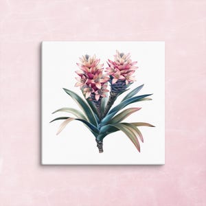 Aechmea Fasciata Elegance | Vibrant Bromeliad Blossom Canvas Wall Art | Exotic Plant Home Decor Print | Botanical Wall Art