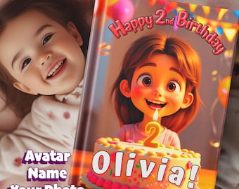 Personalized 2nd Birthday Storybook for Girls: Custom Avatar, Name & Photo Page