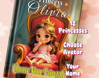 Personalized Book for Girls - Custom Storybook with Your Child as Every Classic Fairytale Princess